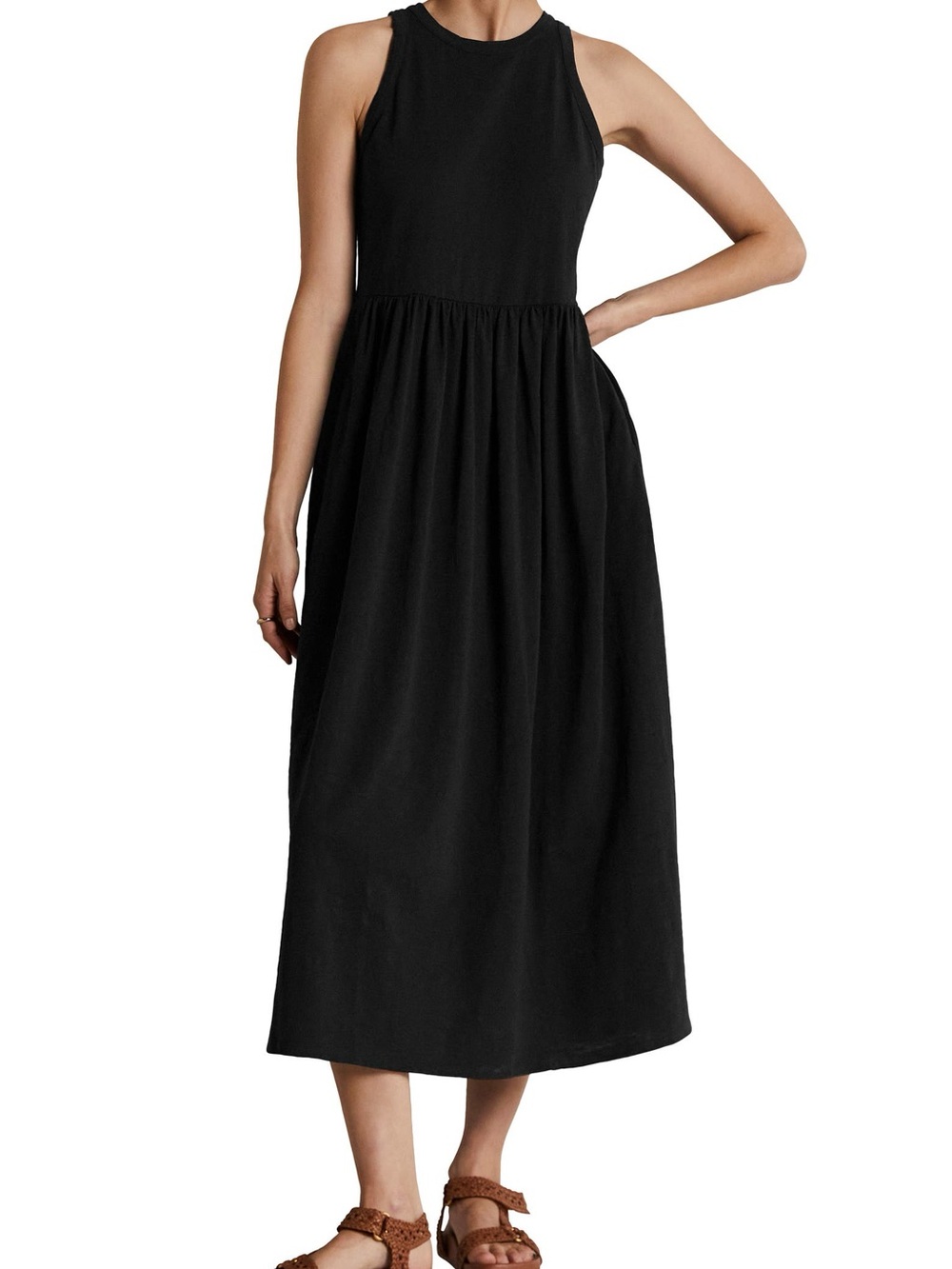 NWT Boden 100% cotton black sleeveless basic jersey knit tank dress size US 4
